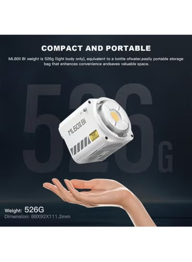Godox ML60IIBi 70W LED Video Light, 2800-5600K Bi-Color LED Monolight, CRI/TLCI 97+ App Control 13000Lux Portable Continous Output Lighting for Studio Live Streaming Video Recording - Image 5